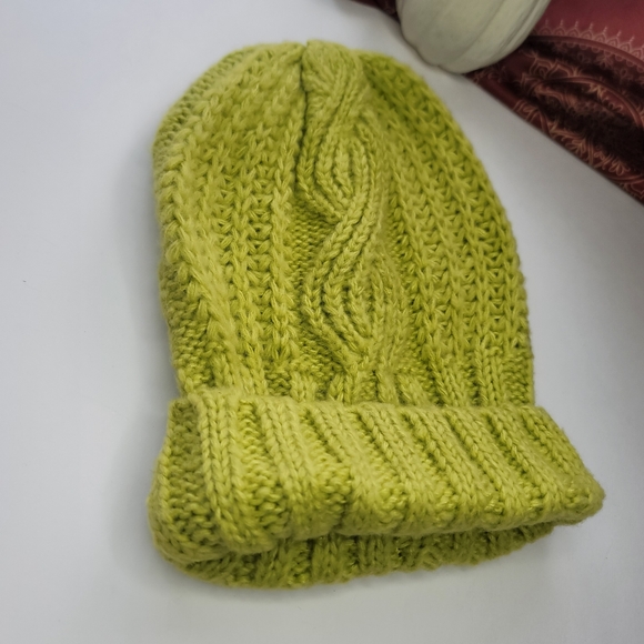 Free People Knit Hat Chartreuse Acrylic - Picture 2 of 9